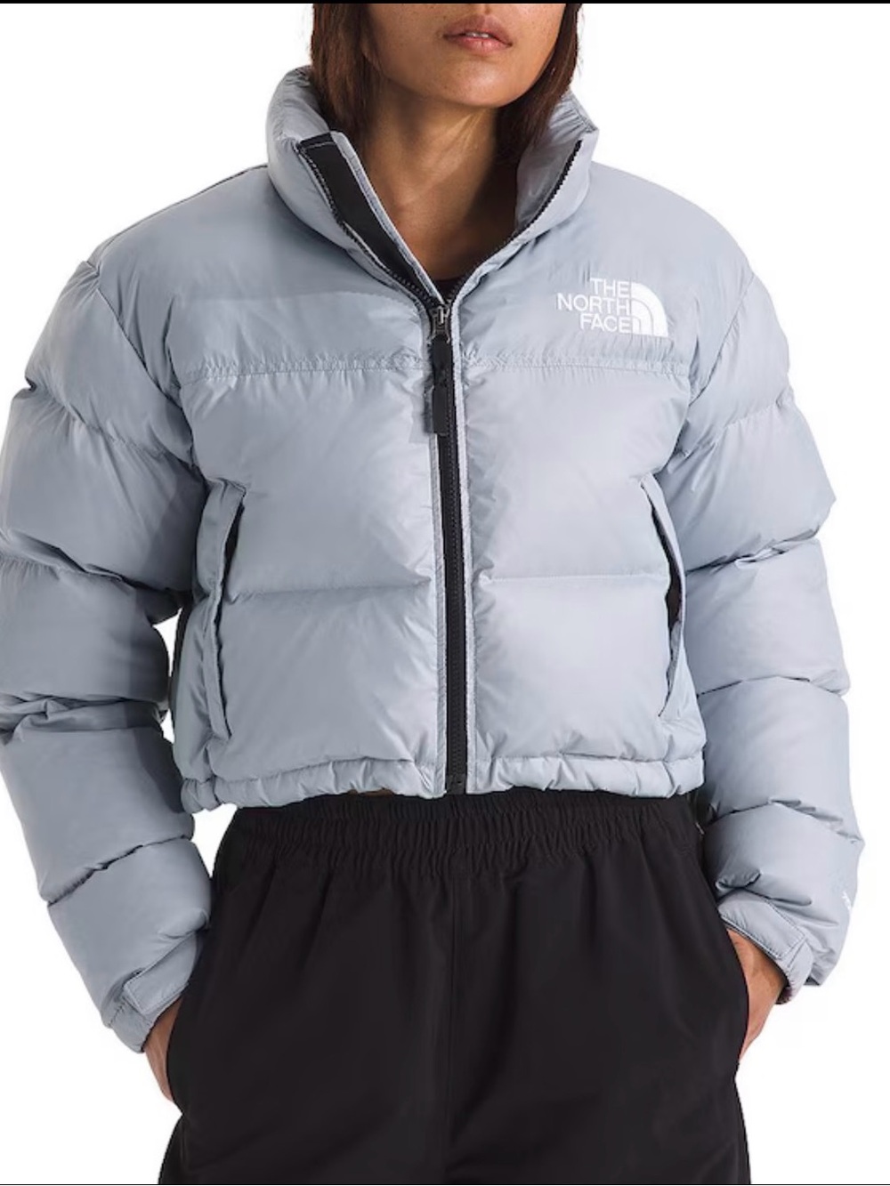 The North Face 700 Pale Blue Cropped Relaxed Fit Women’s Puffer Jacket SZ.XL NEW - Picture 13 of 16
